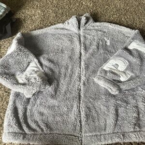 Playboy Sherpa  gray purple fuzzy jacket xs/small only worn couple times